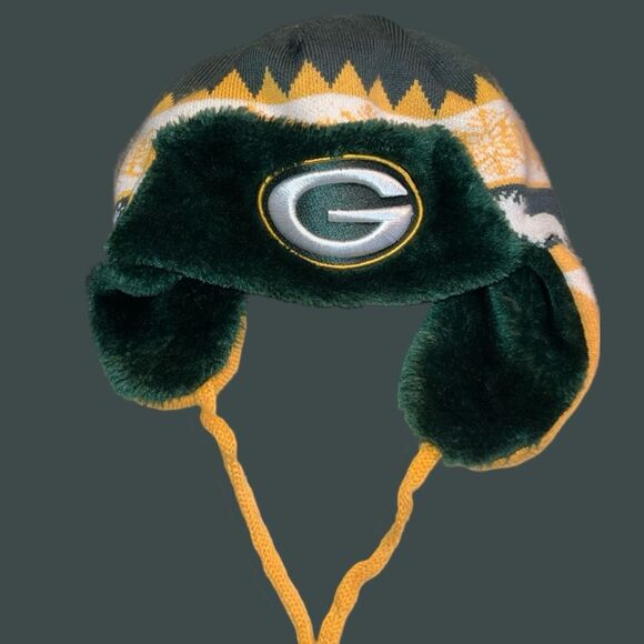 Green Bay Packers NFL Football Knit Ear Flap Tassel Hat Beanie Pom - Picture 5 of 5